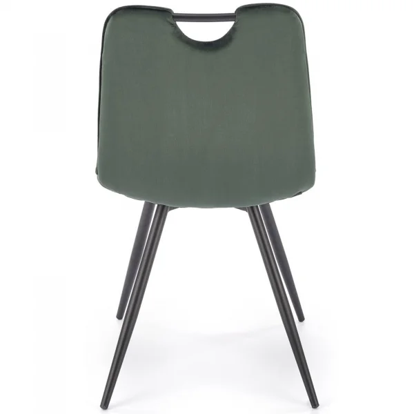 Sedia da pranzo imbottita in velluto verde scuro Samira