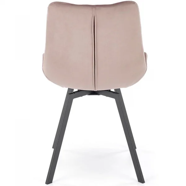 Sedia da pranzo in velluto con funzione girevole beige nero Sango