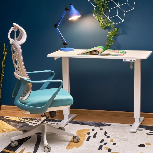 Sedia da ufficio con braccioli e ruote regolabile azzurro Obsidian
