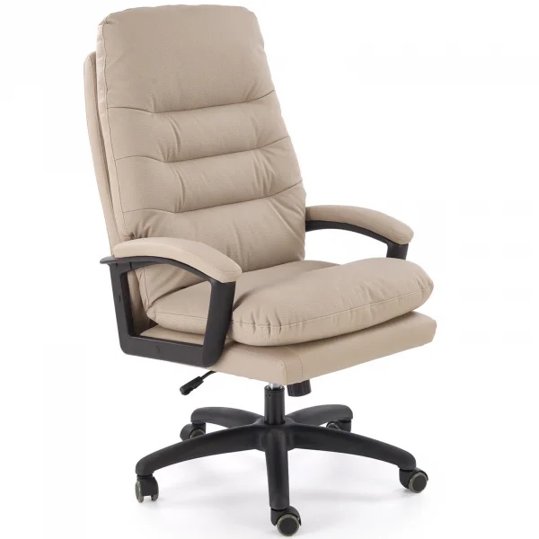 Sedia da ufficio con braccioli e ruote regolabile imbottita in ecopelle beige Marilu