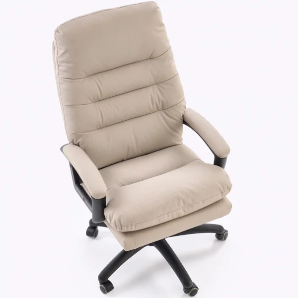 Sedia da ufficio con braccioli e ruote regolabile imbottita in ecopelle beige Marilu