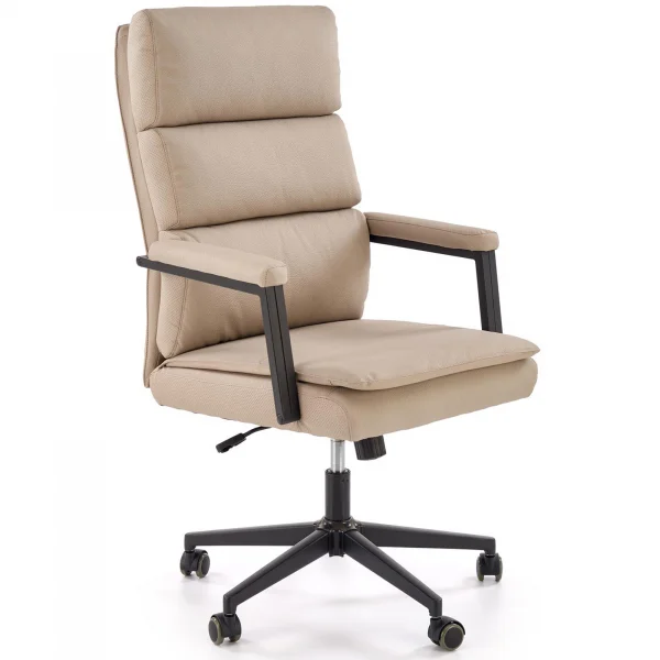 Sedia da ufficio con ruote e braccioli imbottita ecopelle beige Yara