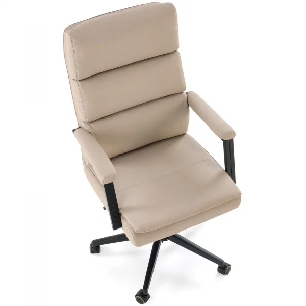 Sedia da ufficio con ruote e braccioli imbottita ecopelle beige Yara