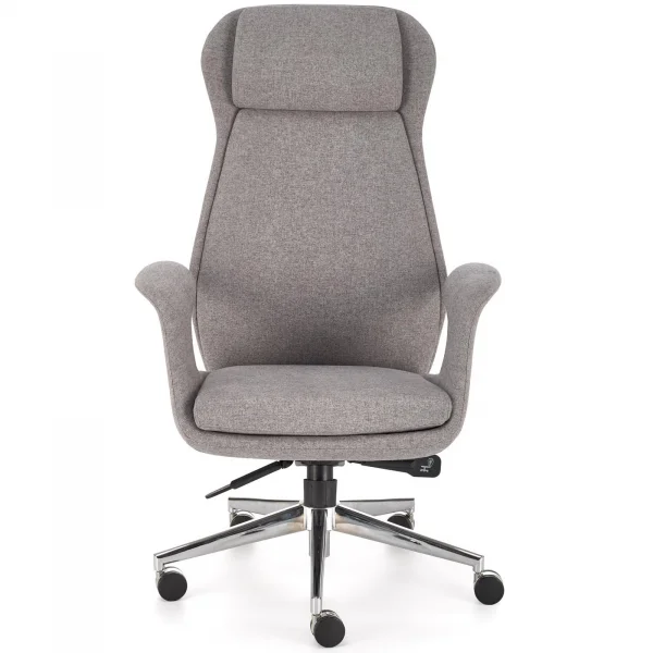 Sedia da ufficio con ruote e braccioli in tessuto grigio Titti