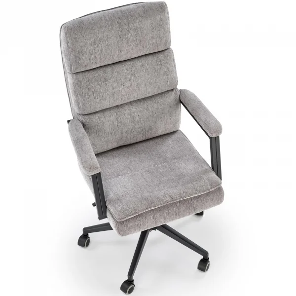 Sedia da ufficio con ruote e braccioli in tessuto grigio Yara