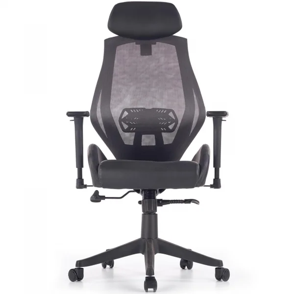 Sedia da ufficio ergonomica con ruote e braccioli regolabile in ecopelle nero antracite Mia