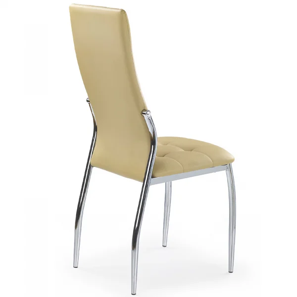 Sedia imbottita da pranzo in ecopelle beige struttura acciaio Sveva Gihome®
