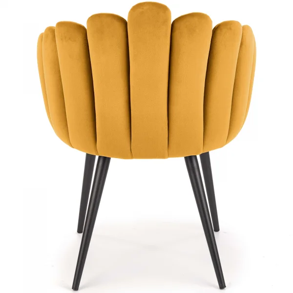 Sedia imbottita design moderno in velluto giallo senape Alessia