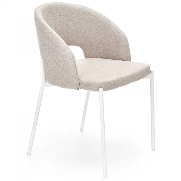 Sedia imbottita in tessuto beige acciaio bianco Turbo