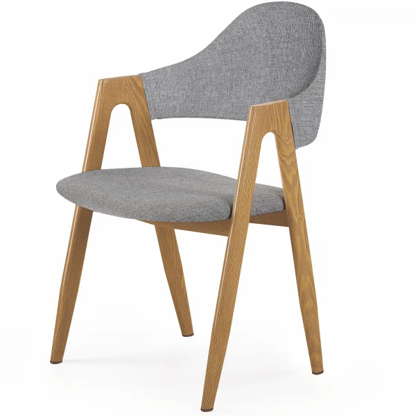 Sedia imbottita in tessuto grigio rovere Sirius