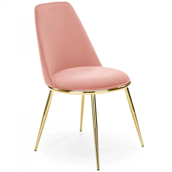 Sedia imbottita in velluto rosa cromato oro Dragan