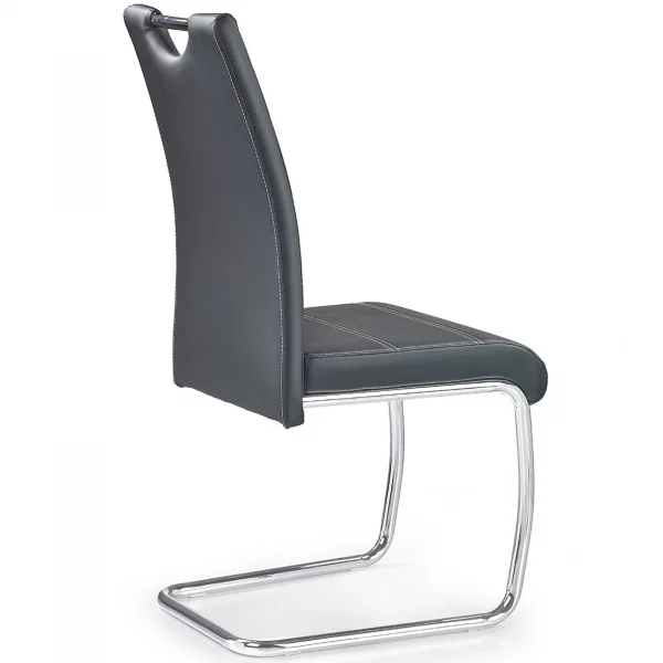 Sedia in ecopelle design moderno nero struttura in acciaio cromato Deva