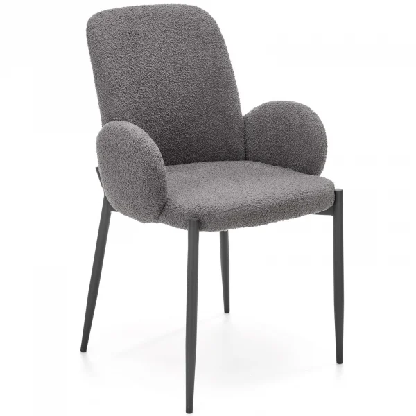 Sedia in tessuto bouclé grigio acciaio nero Doras