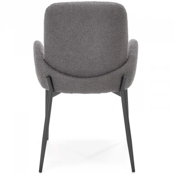 Sedia in tessuto bouclé grigio acciaio nero Doras