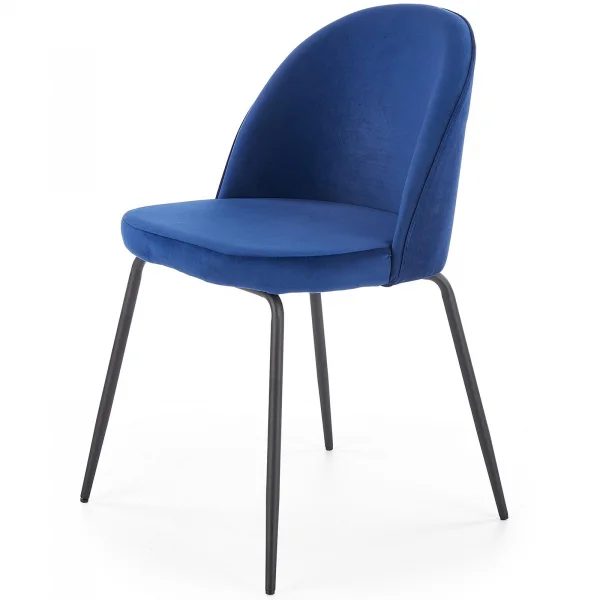 Sedia in velluto design moderno blu nero Amy