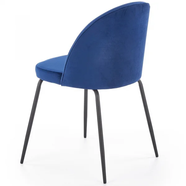 Sedia in velluto design moderno blu nero Amy