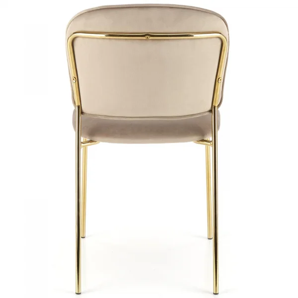 Sedia in velluto moderne beige cromato oro Grazia