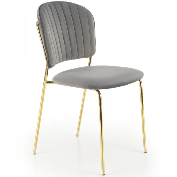 Sedia in velluto moderne grigio cromato oro Grazia