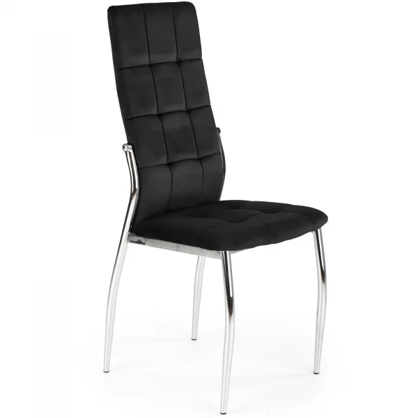 Set 4 sedie moderne imbottite in velluto nero acciaio cromato Reina