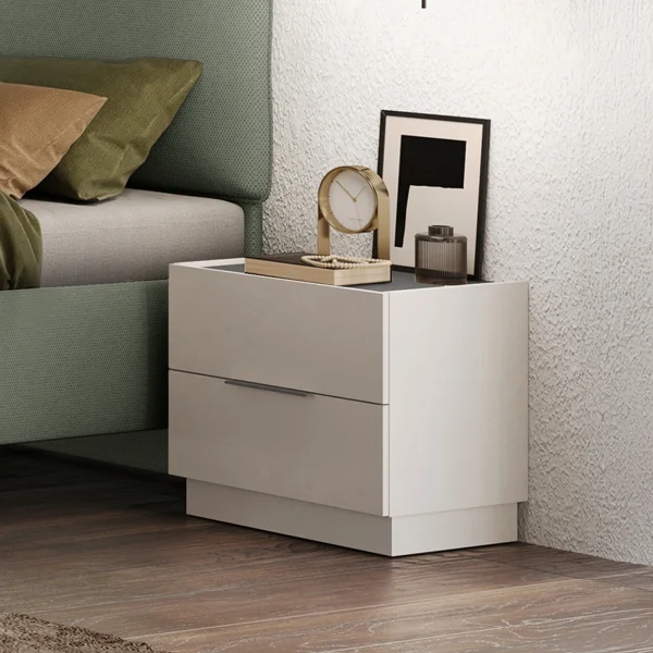 Set 2 comodini 50x42cm 2 cassetti beige cashmere antracite Silky - Gassy