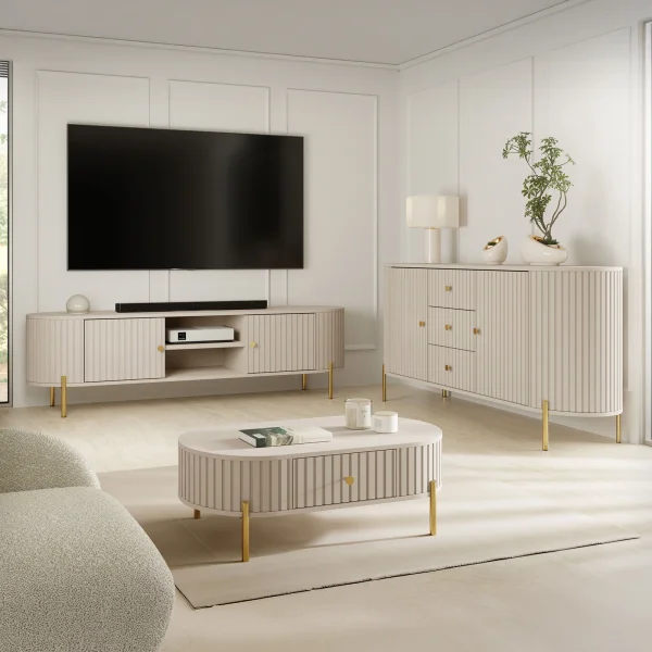 Set mobili soggiorno completo cannettato beige cashmere Zurik 1