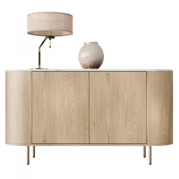 Set mobili soggiorno completo rovere effetto marmo bianco Roundi