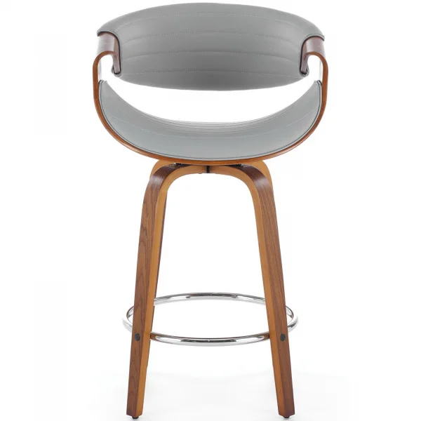 Sgabello alto da bar in ecopelle moderno noce grigio Ruby