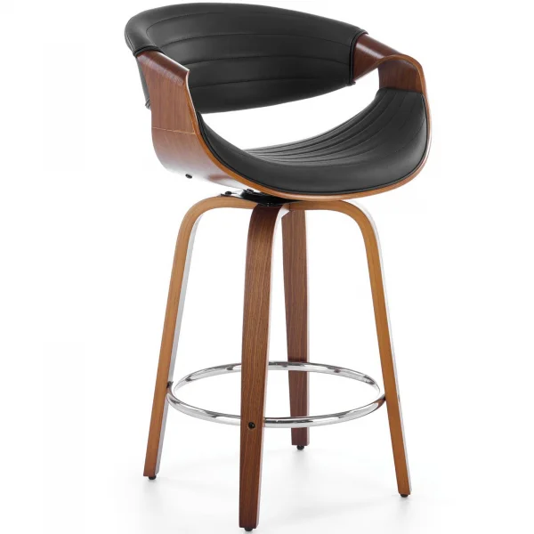 Sgabello alto da bar in ecopelle moderno noce nero Ruby