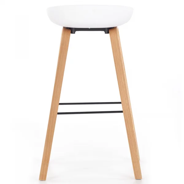 Sgabello alto imbottito in tessuto rovere bianco grigio Zoe
