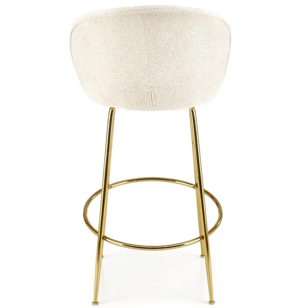 Sgabello alto in tessuto bianco panna oro Mabel