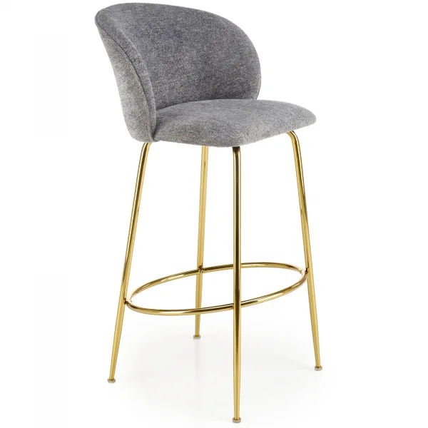 Sgabello alto in tessuto grigio oro Mabel