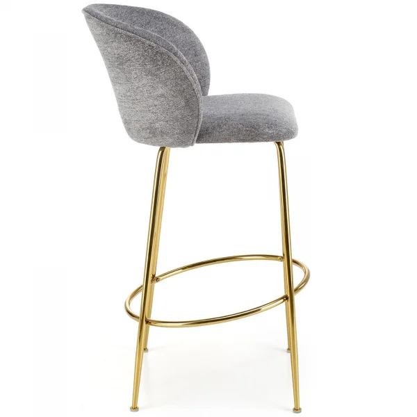 Sgabello alto in tessuto grigio oro Mabel