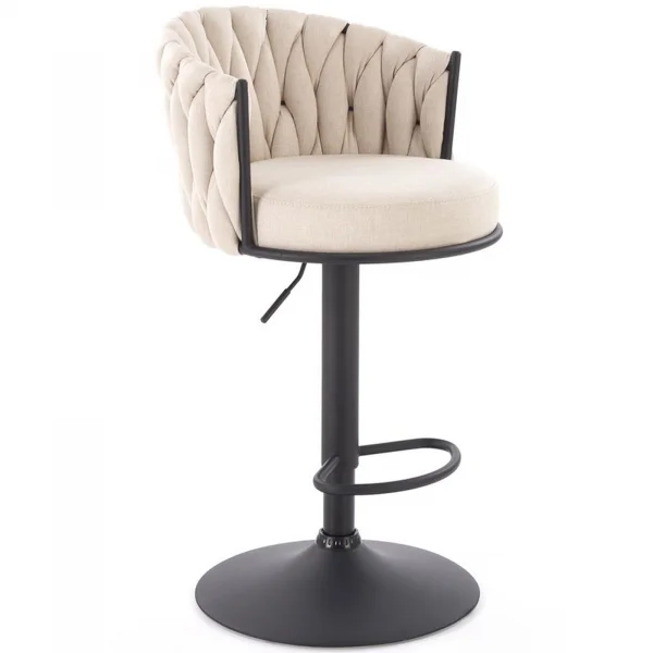 Sgabello alto in tessuto regolabile beige nero Monie