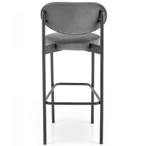 Sgabello alto in velluto grigio nero Kael