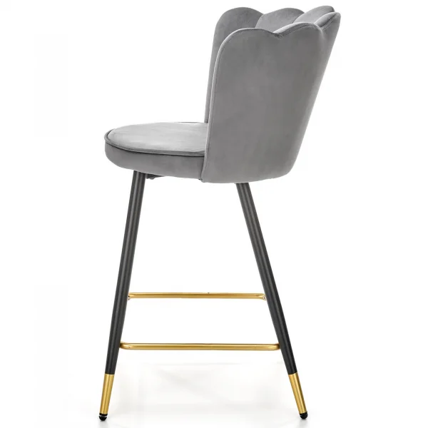 Sgabello alto in velluto grigio nero oro Seraphina