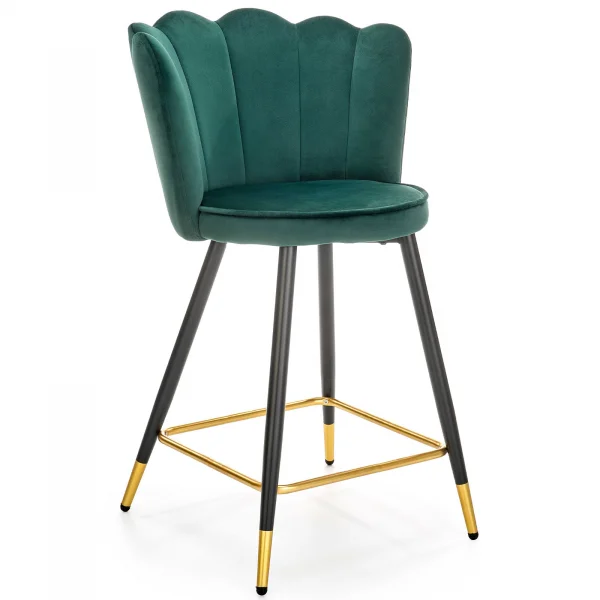 Sgabello alto in velluto verde nero oro Seraphina