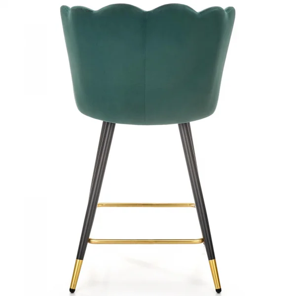 Sgabello alto in velluto verde nero oro Seraphina