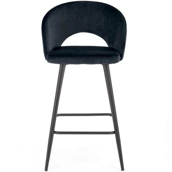 Sgabello alto moderno da bar in velluto nero Fober