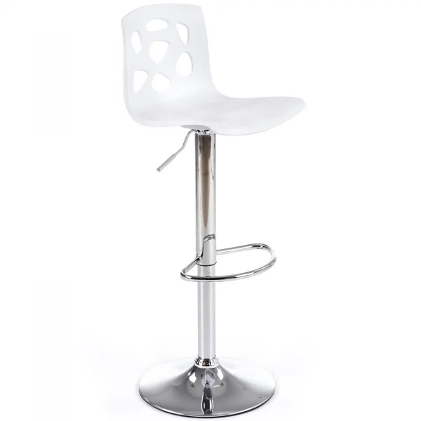 Sgabello alto regolabile design moderno bianco acciaio cromato Oliver