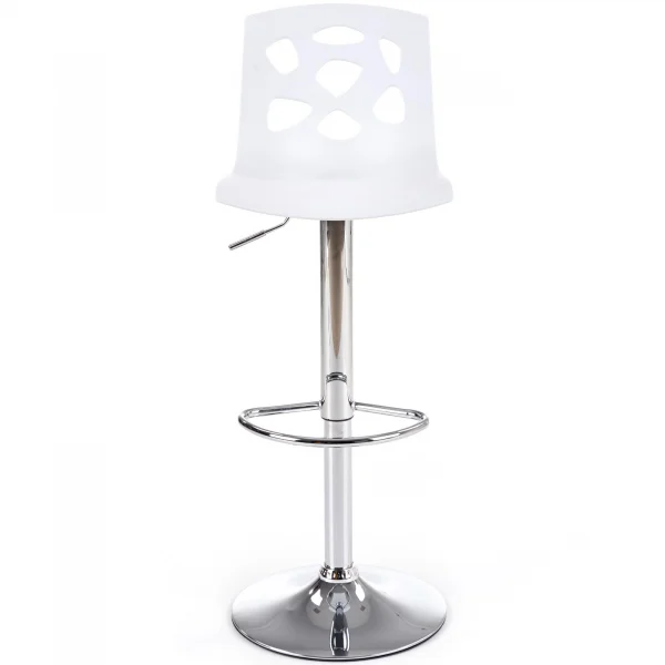 Sgabello alto regolabile design moderno bianco acciaio cromato Oliver