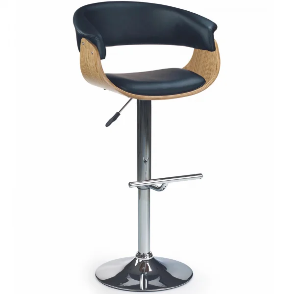 Sgabello alto regolabile in ecopelle nero rovere Lucy