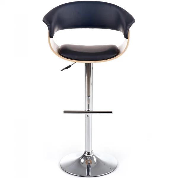 Sgabello alto regolabile in ecopelle nero rovere Lucy