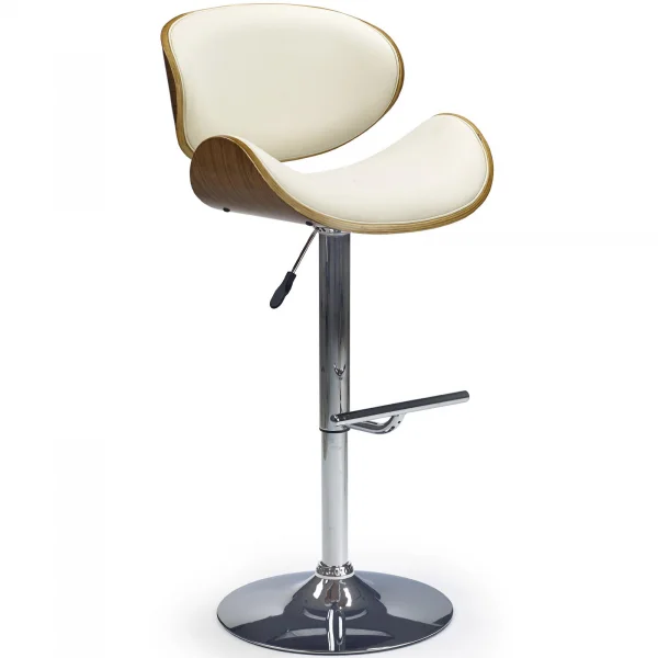 Sgabello alto regolabile in ecopelle rovere bianco panna Maggie