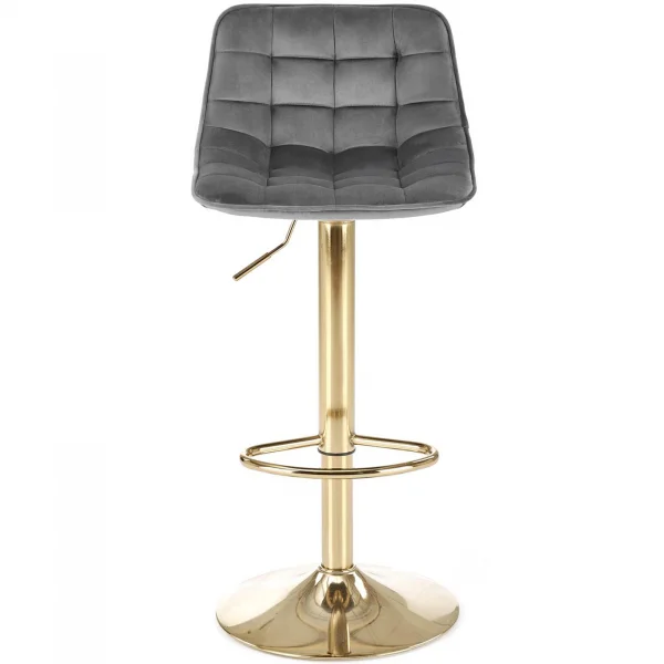 Sgabello alto regolabile in velluto moderno grigio oro Marisol