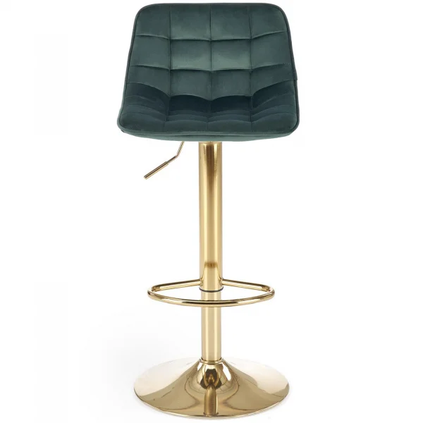 Sgabello alto regolabile in velluto moderno verde scuro oro Marisol
