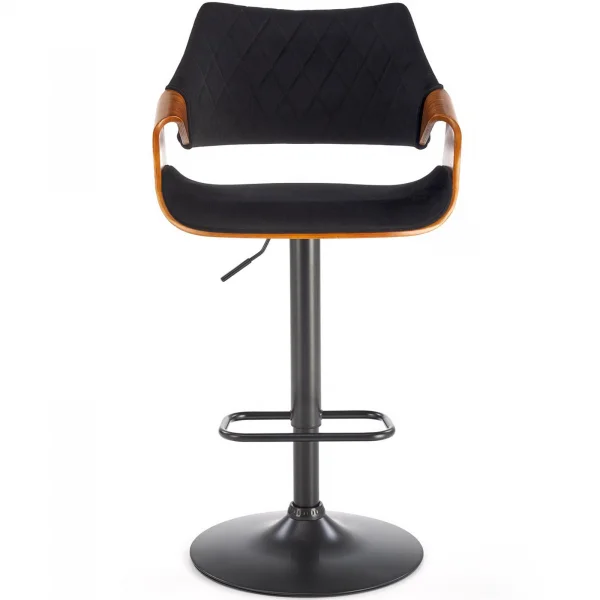 Sgabello alto regolabile in velluto nero rovere Wiston
