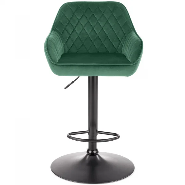Sgabello alto regolabile con braccioli in velluto verde nero Arsel