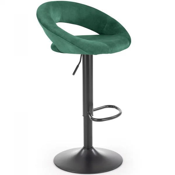 Sgabello alto regolabile in velluto verde nero Calipso
