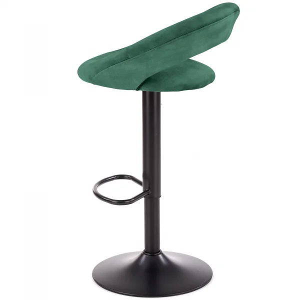Sgabello alto regolabile in velluto verde nero Calipso