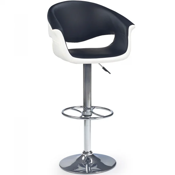 Sgabello alto regolabile moderno in ecopelle nero bianco Daisy